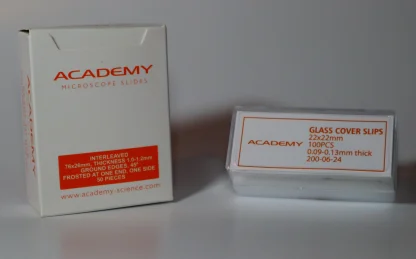 Academy slides and cover slips.